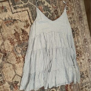 Altar’d State Mini Blue + White Striped Dress